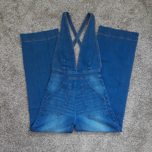 dollhouse Womens Blizzard Blue Denim Overall